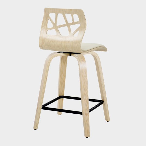 Folia 24 Natural Cream Contemporary Swivel Counter Stools Set of 2 7