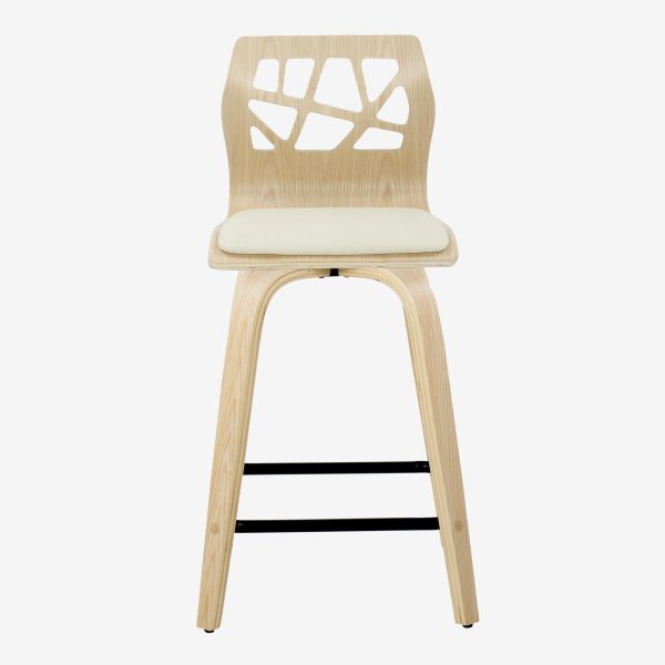 Folia 24 Natural Cream Contemporary Swivel Counter Stools Set of 2 9
