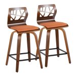 Folia 24 Orange Mid-Century Modern Swivel Counter Stools (Set of 2) 17 Folia 24 Orange Mid-Century Modern Swivel Counter Stools (Set of 2)