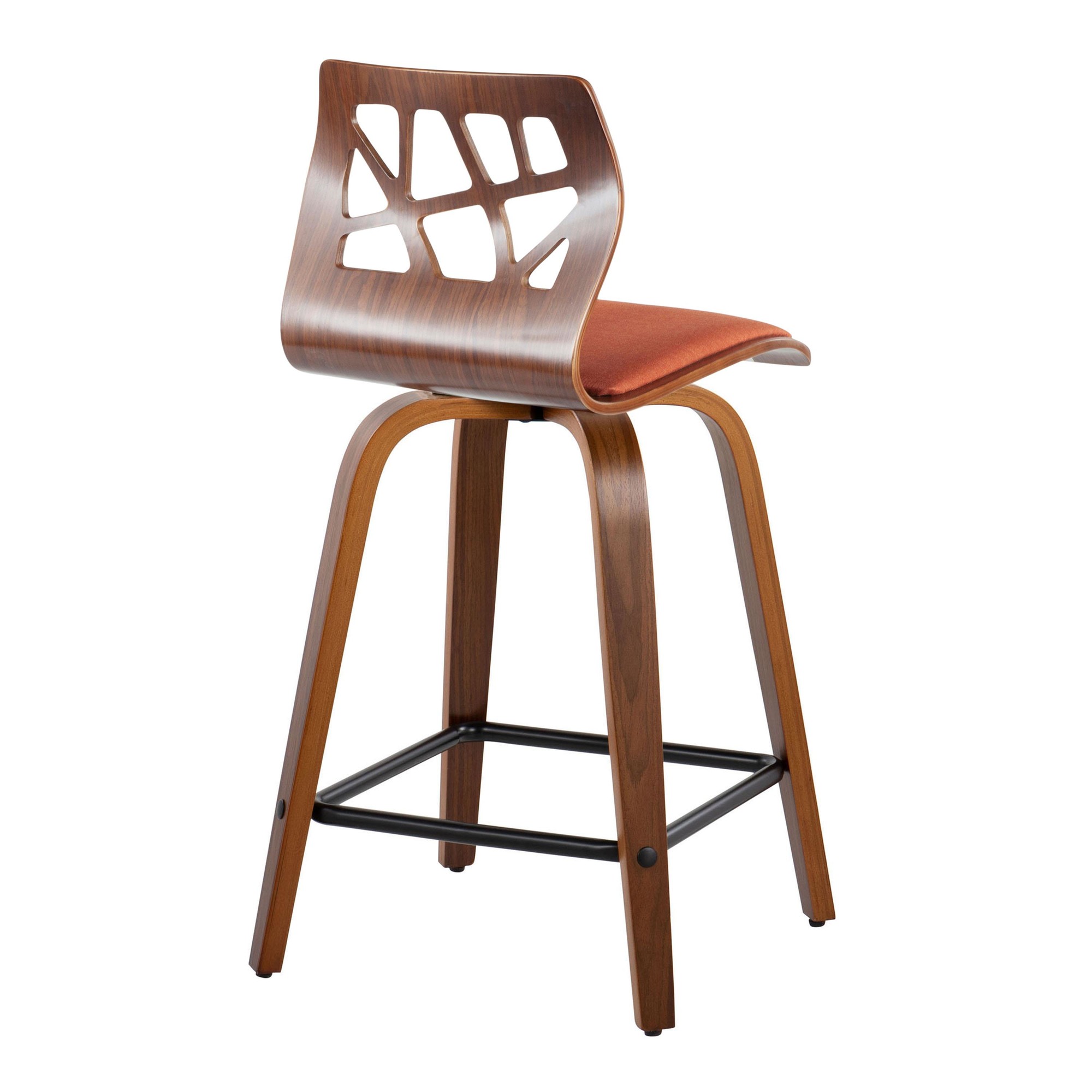 Folia 24 Orange Mid-Century Modern Swivel Counter Stools (Set of 2) 8 Folia 24 Orange Mid-Century Modern Swivel Counter Stools (Set of 2) - Image 8