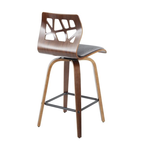 Folia 26 Inch Mid Century Modern Light Grey Counter Stools Set of 2 11