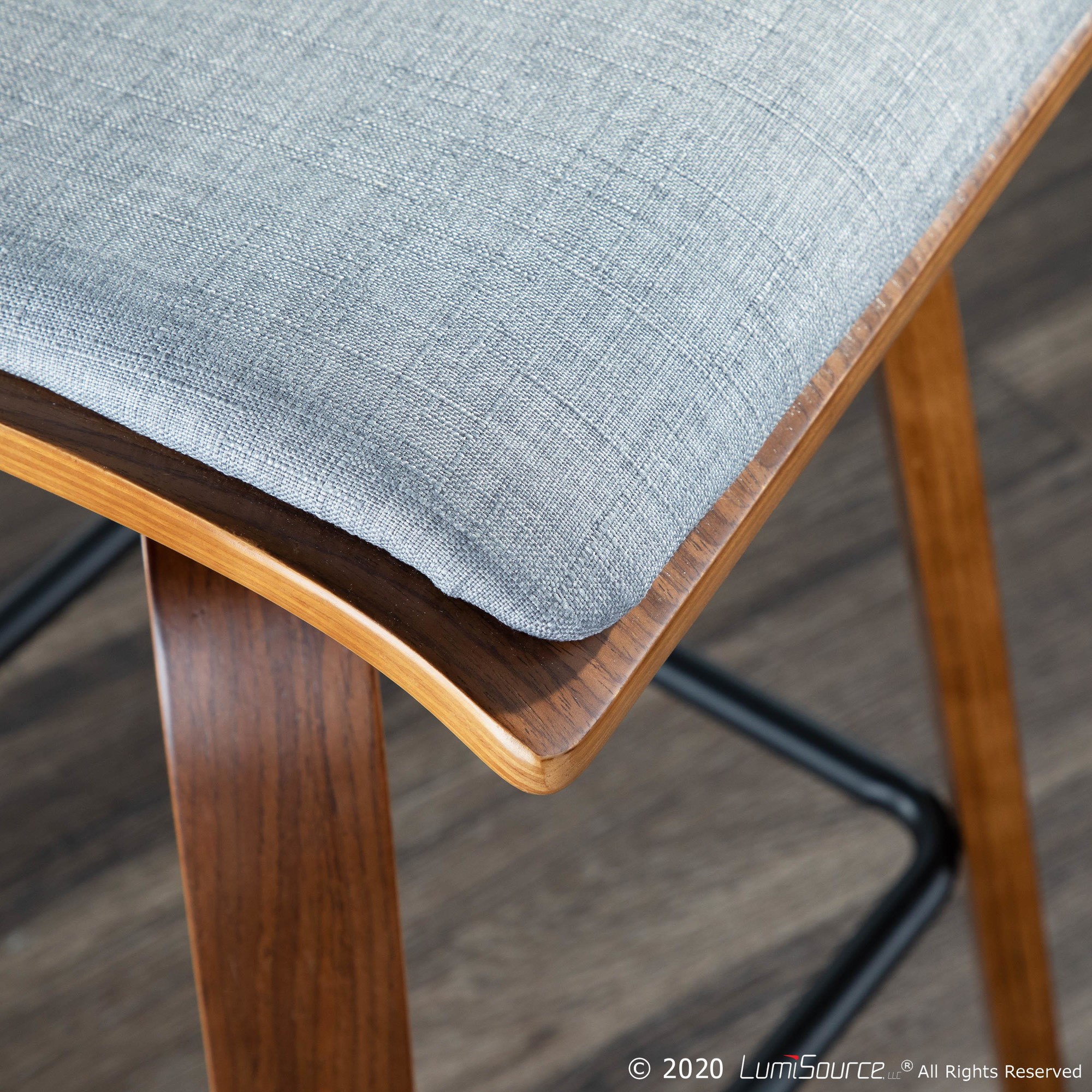 Folia 26-Inch Mid-Century Modern Light Grey Counter Stools (Set of 2) 4 Folia 26-Inch Mid-Century Modern Light Grey Counter Stools (Set of 2) - Image 4