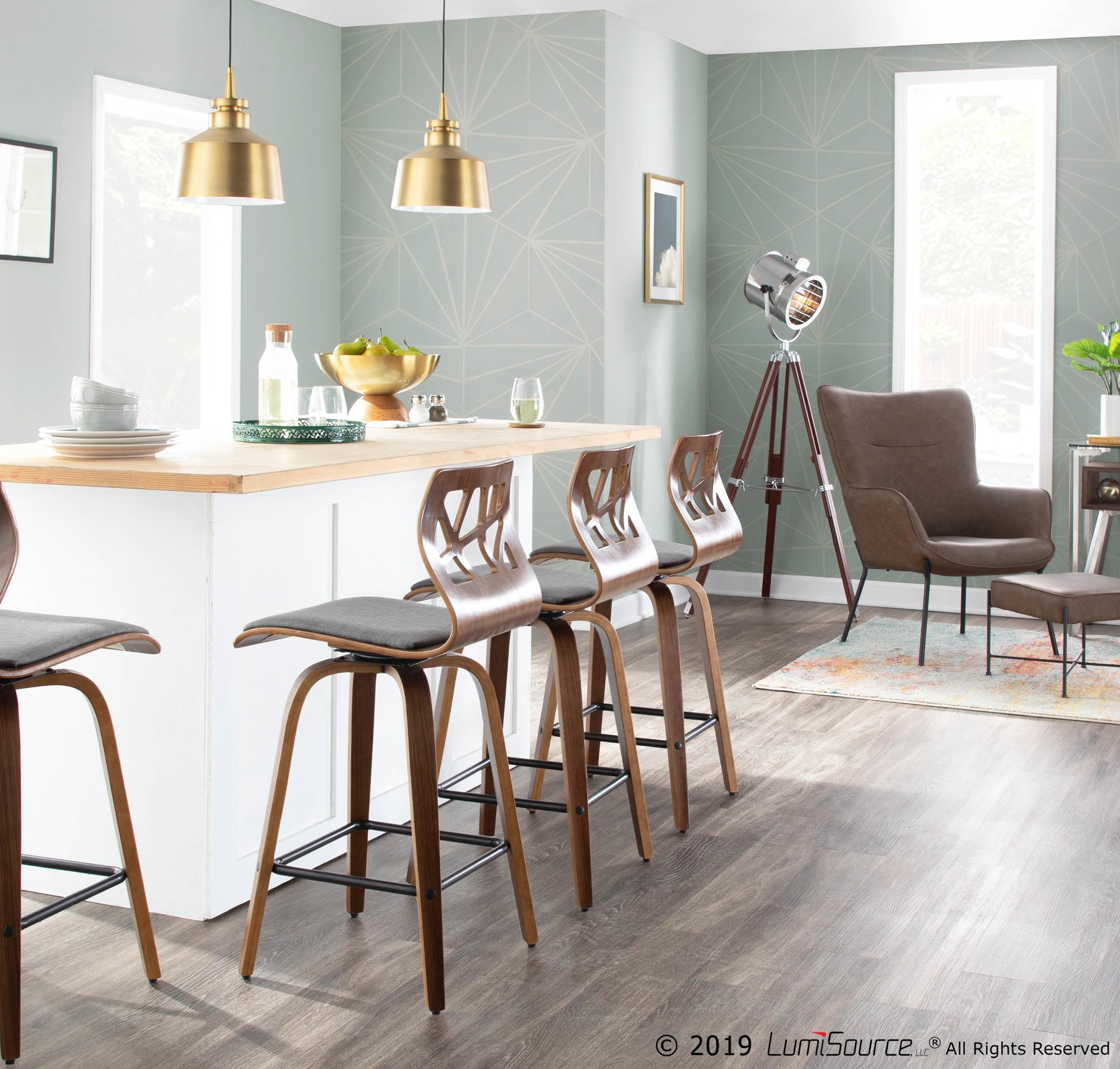 Folia 26-Inch Mid-Century Modern Light Grey Counter Stools (Set of 2) 6 Folia 26-Inch Mid-Century Modern Light Grey Counter Stools (Set of 2) - Image 6