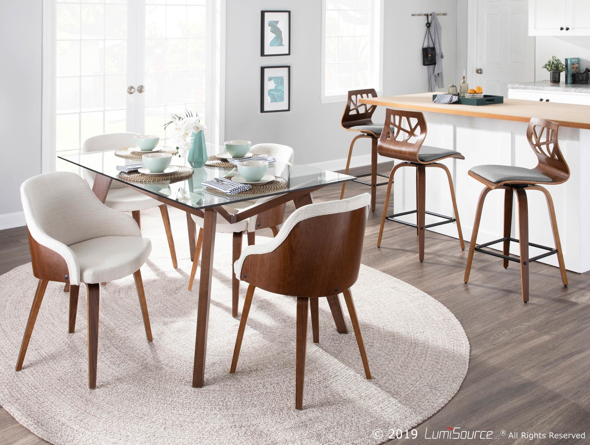 Folia 26-Inch Mid-Century Modern Light Grey Counter Stools (Set of 2) 7 Folia 26-Inch Mid-Century Modern Light Grey Counter Stools (Set of 2) - Image 7