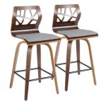 Folia 26-Inch Mid-Century Modern Light Grey Counter Stools (Set of 2) 26 Folia 26-Inch Mid-Century Modern Light Grey Counter Stools (Set of 2)