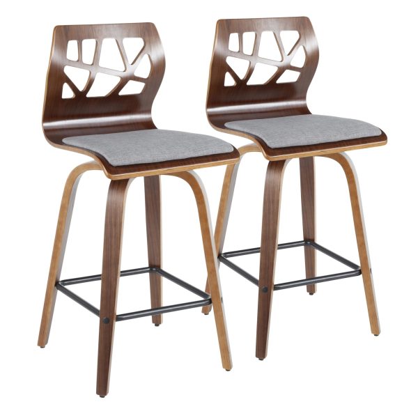 Folia 26 Inch Mid Century Modern Light Grey Counter Stools Set of 2 8