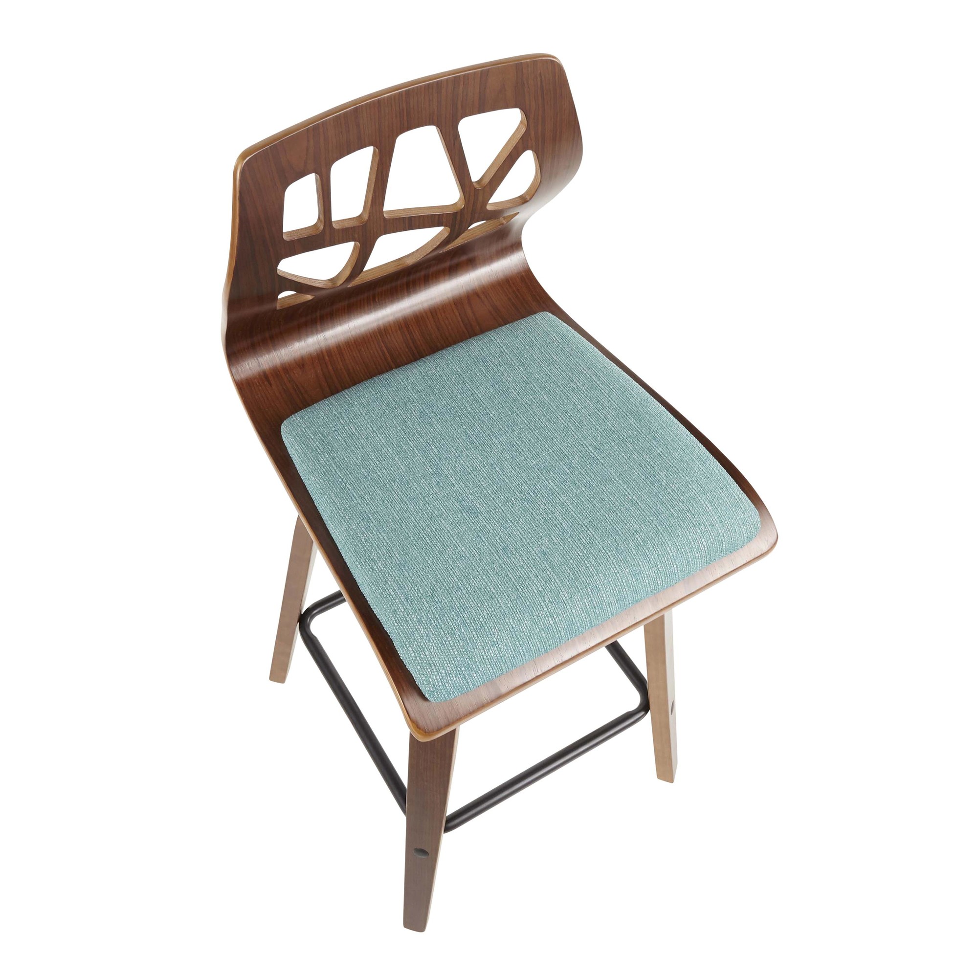 Folia 26-Inch Mid-Century Modern Teal Swivel Counter Stools (Set of 2) 14 Folia 26-Inch Mid-Century Modern Teal Swivel Counter Stools (Set of 2) - Image 14