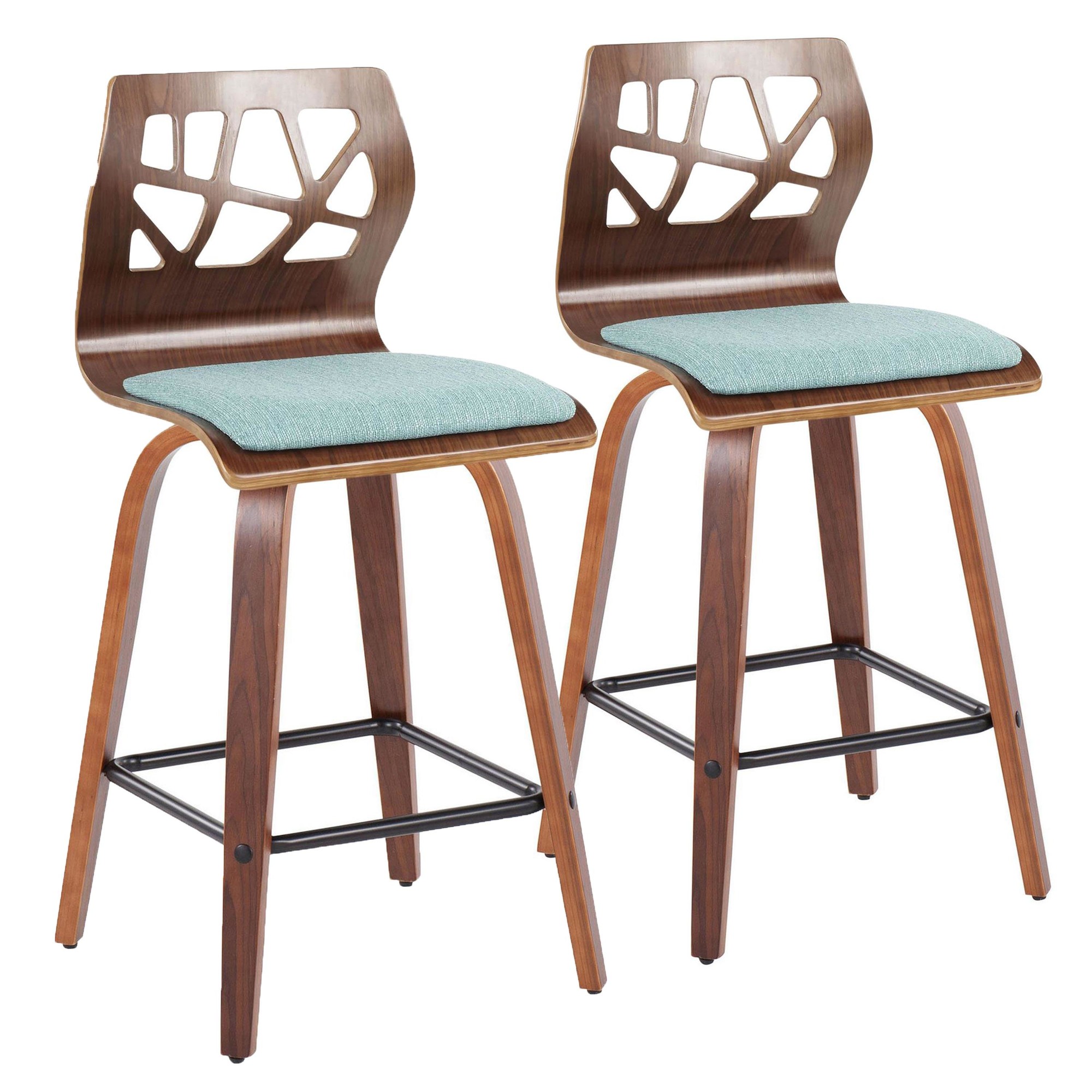 Folia 26-Inch Mid-Century Modern Teal Swivel Counter Stools (Set of 2) 8 Folia 26-Inch Mid-Century Modern Teal Swivel Counter Stools (Set of 2) - Image 8