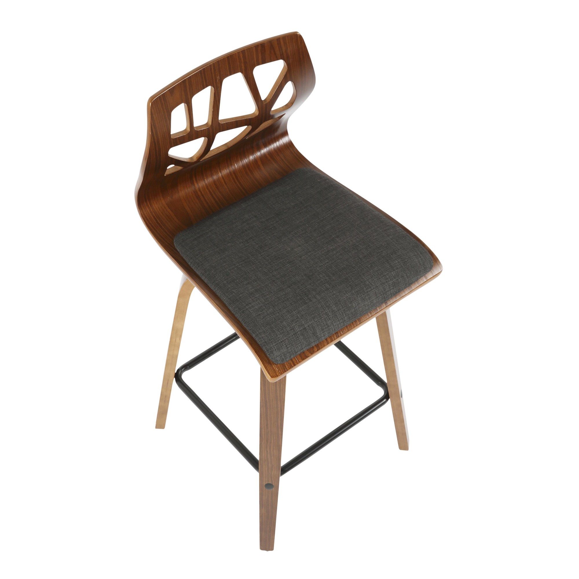 Folia 26-Inch Walnut Mid-Century Modern Swivel Counter Stools (Set of 2) 10 Folia 26-Inch Walnut Mid-Century Modern Swivel Counter Stools (Set of 2) - Image 10