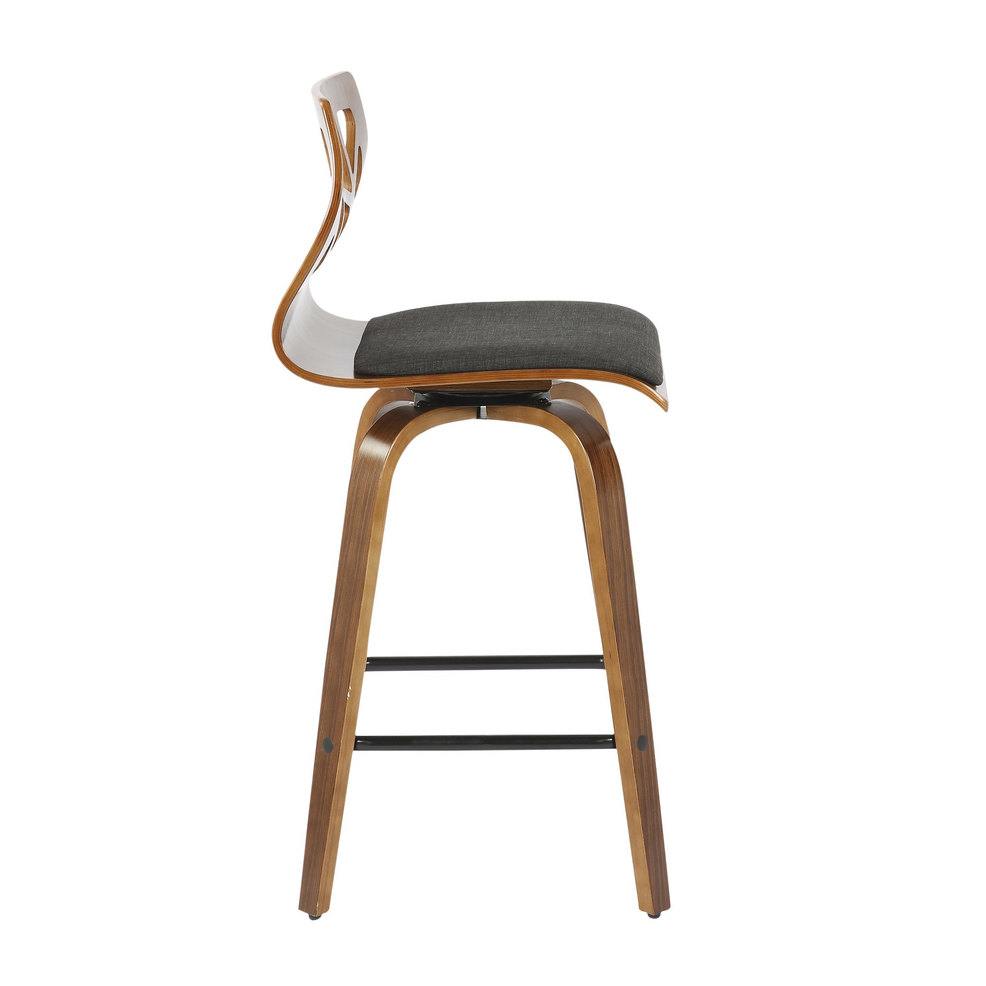 Folia 26-Inch Walnut Mid-Century Modern Swivel Counter Stools (Set of 2) 6 Folia 26-Inch Walnut Mid-Century Modern Swivel Counter Stools (Set of 2) - Image 6