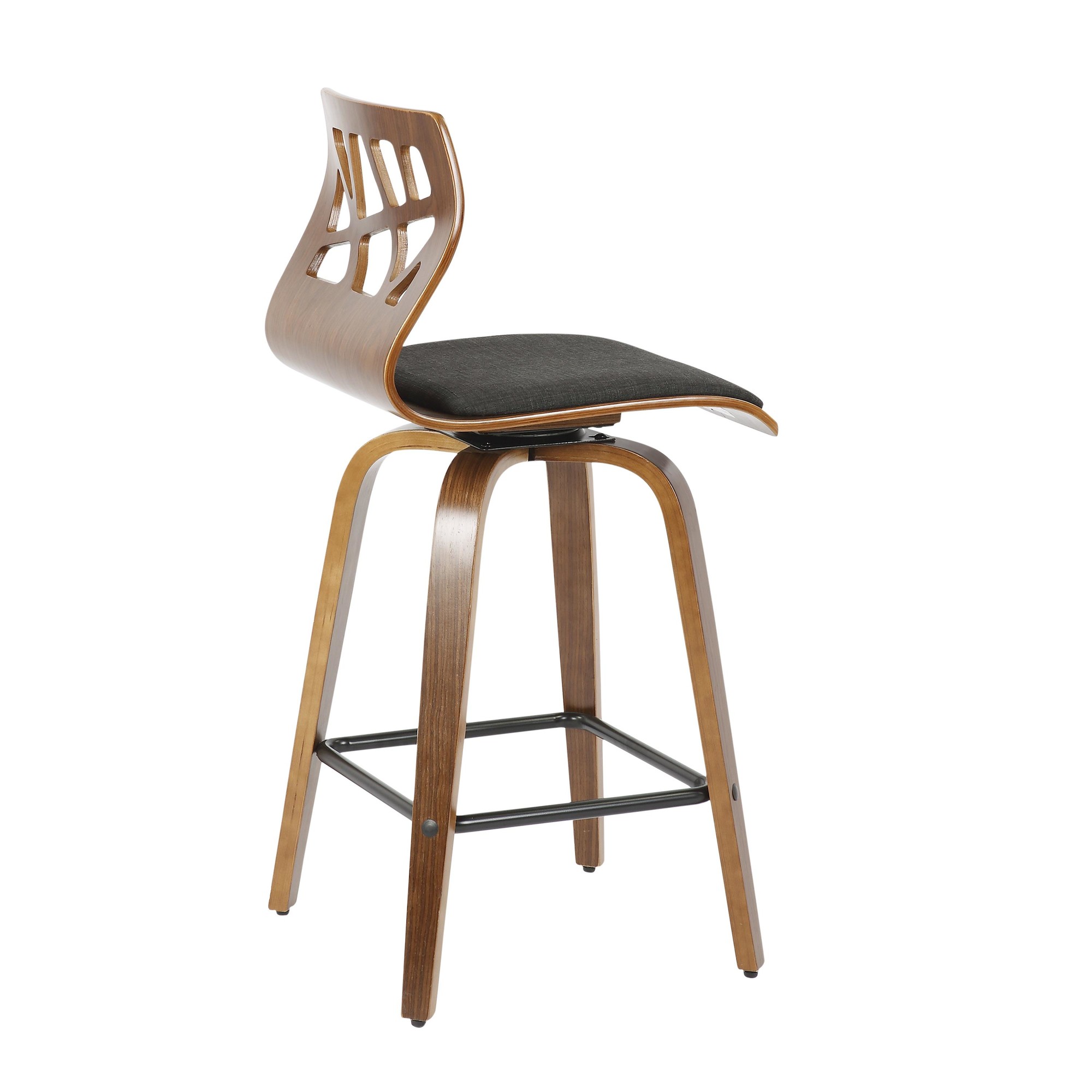 Folia 26-Inch Walnut Mid-Century Modern Swivel Counter Stools (Set of 2) 7 Folia 26-Inch Walnut Mid-Century Modern Swivel Counter Stools (Set of 2) - Image 7