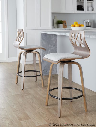 Folia 26 Light Grey Contemporary Swivel Counter Stool (Set of 2)