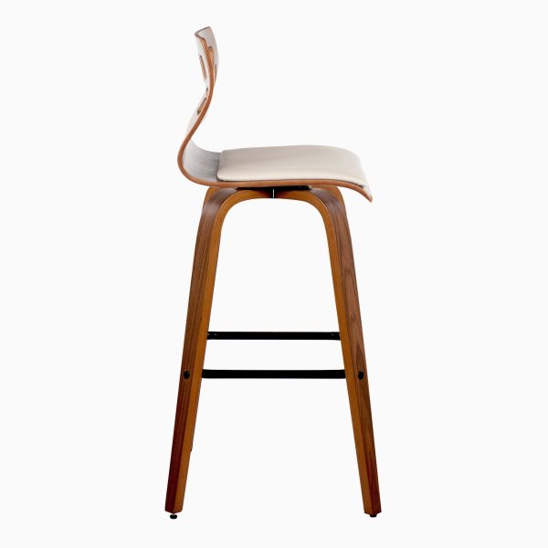 Folia 30 Cream Faux Leather Mid Century Barstools Set of 2 6