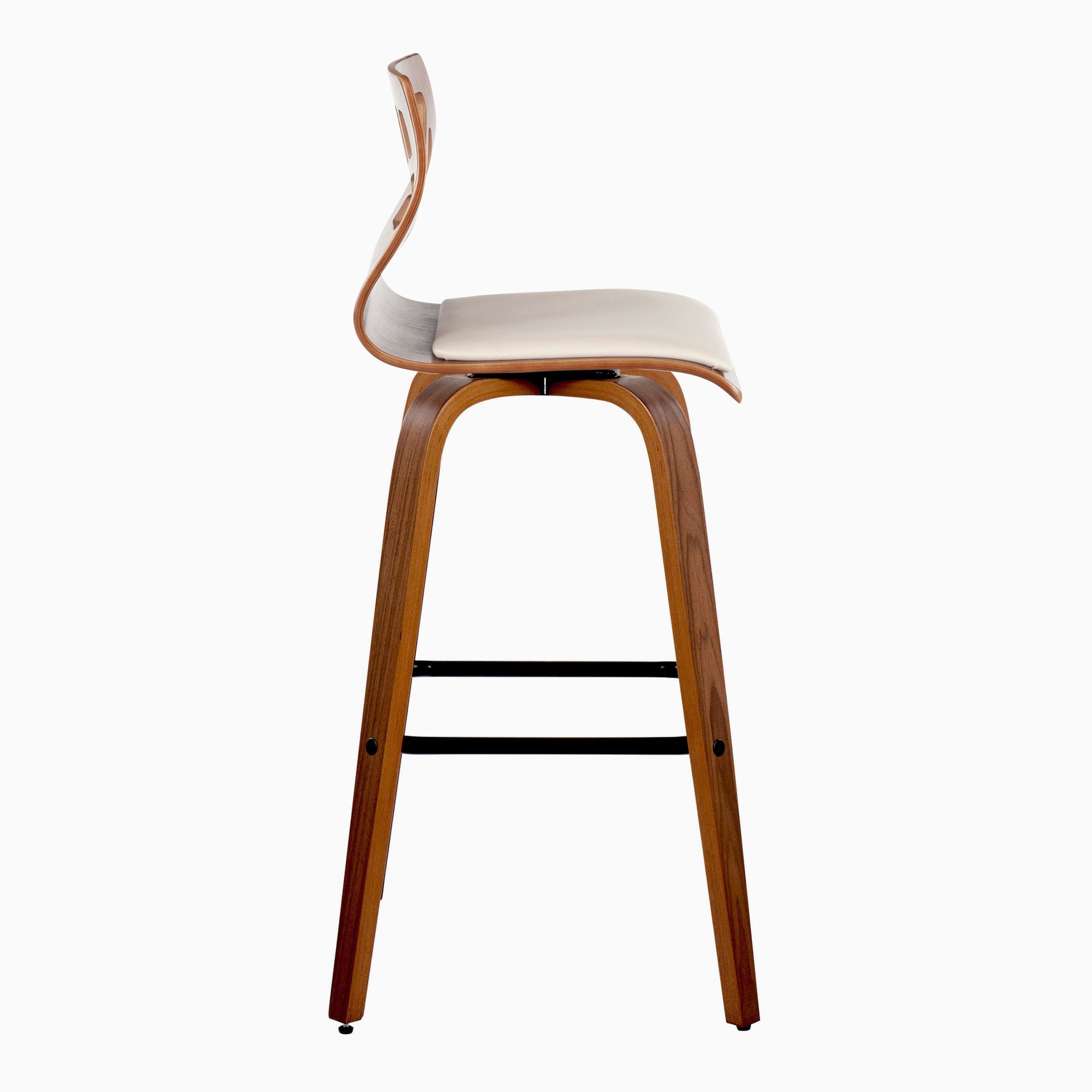 Folia 30 Cream Faux Leather Mid-Century Barstools (Set of 2) 7 Folia 30 Cream Faux Leather Mid-Century Barstools (Set of 2) - Image 7
