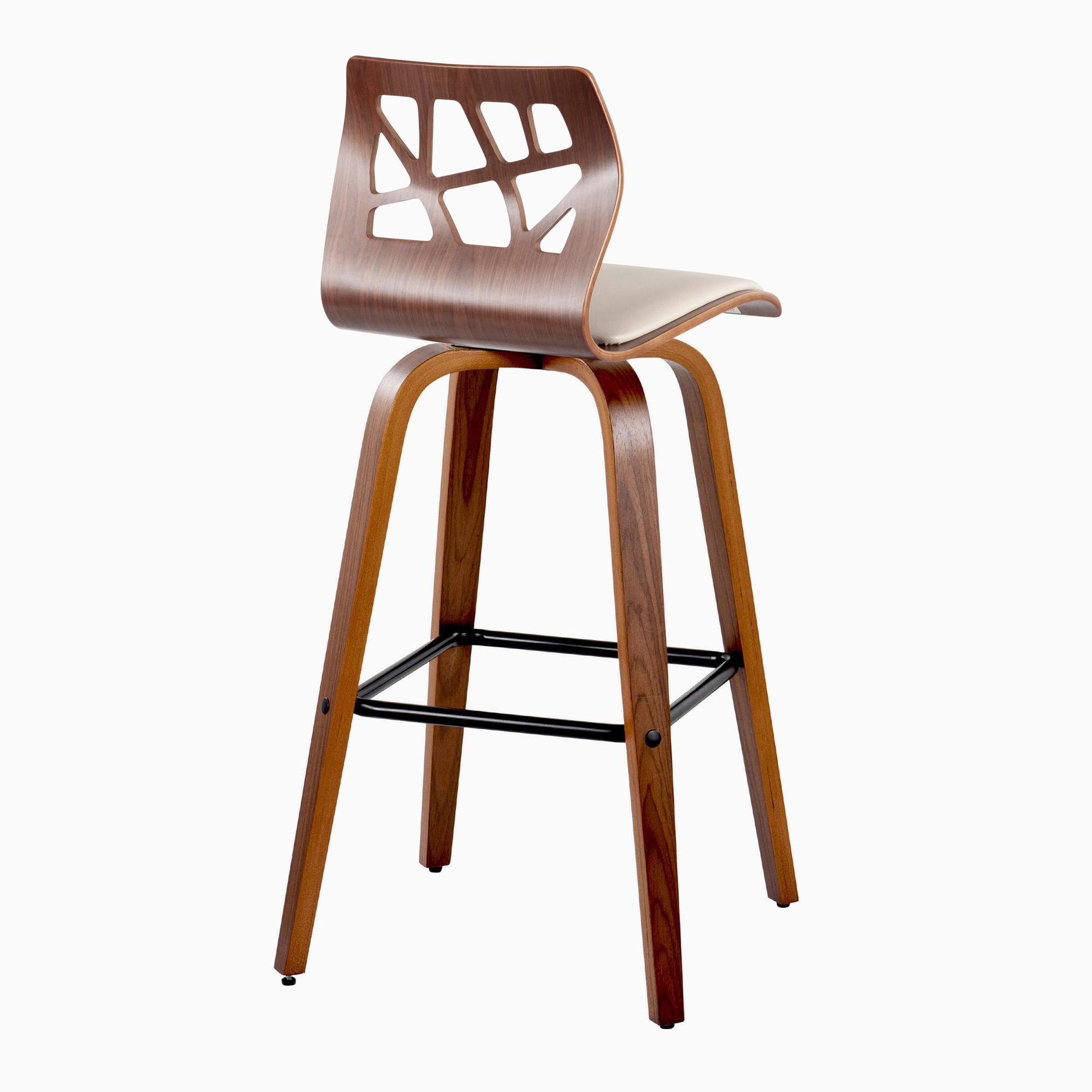 Folia 30 Cream Faux Leather Mid-Century Barstools (Set of 2) 8 Folia 30 Cream Faux Leather Mid-Century Barstools (Set of 2) - Image 8