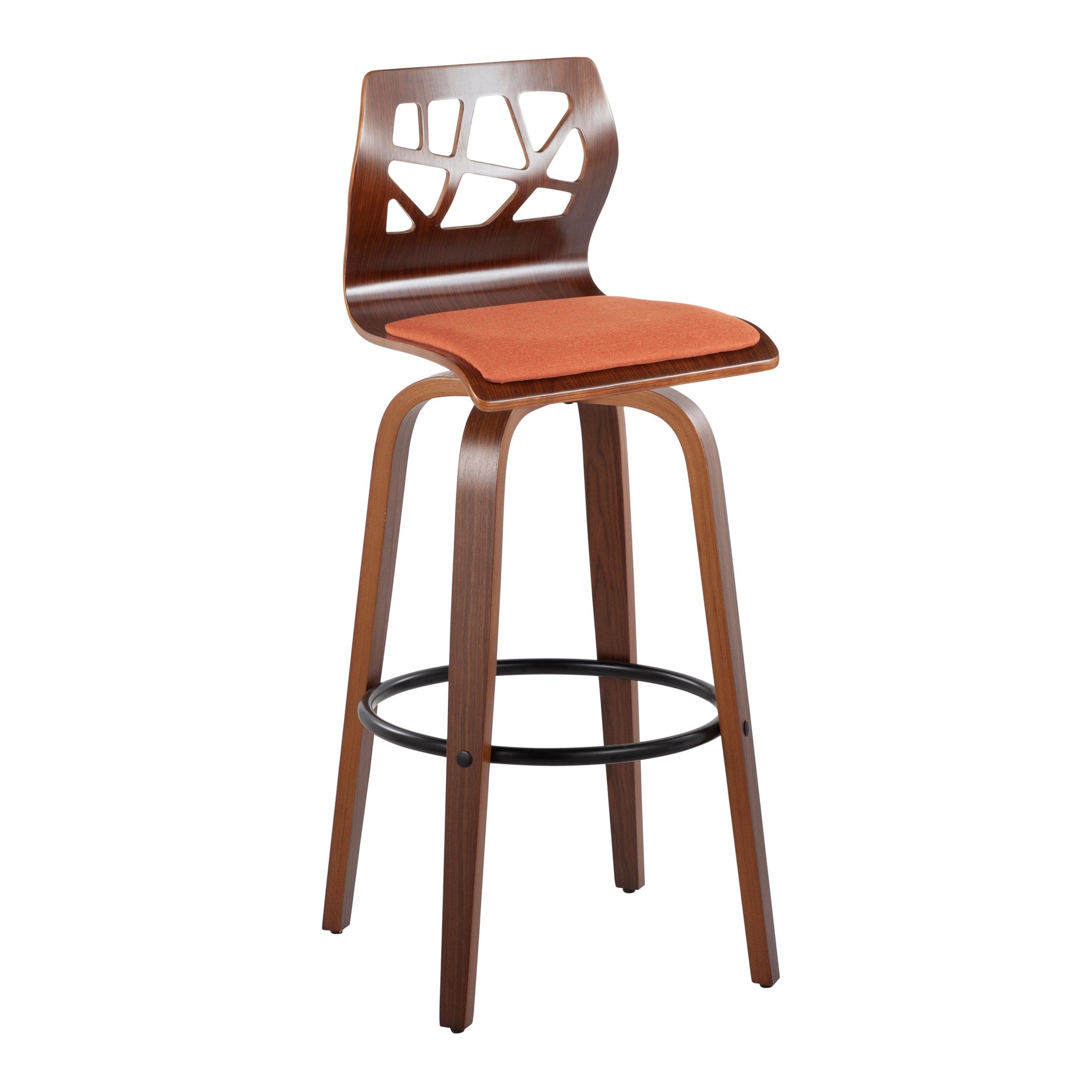Folia 30 Mid-Century Modern Orange Swivel Barstool (Set of 2) 3 Folia 30 Mid-Century Modern Orange Swivel Barstool (Set of 2) - Image 3