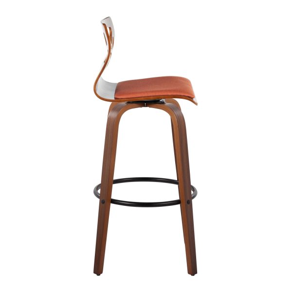 Folia 30 Mid Century Modern Orange Swivel Barstool Set of 2 3
