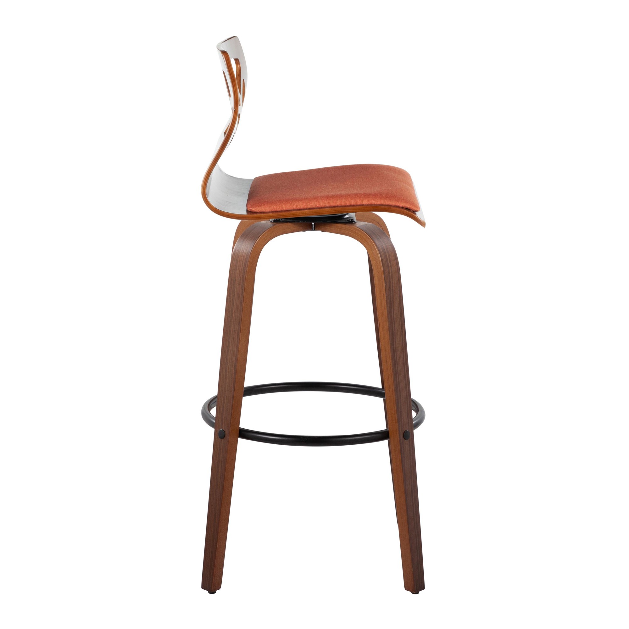 Folia 30 Mid-Century Modern Orange Swivel Barstool (Set of 2) 4 Folia 30 Mid-Century Modern Orange Swivel Barstool (Set of 2) - Image 4