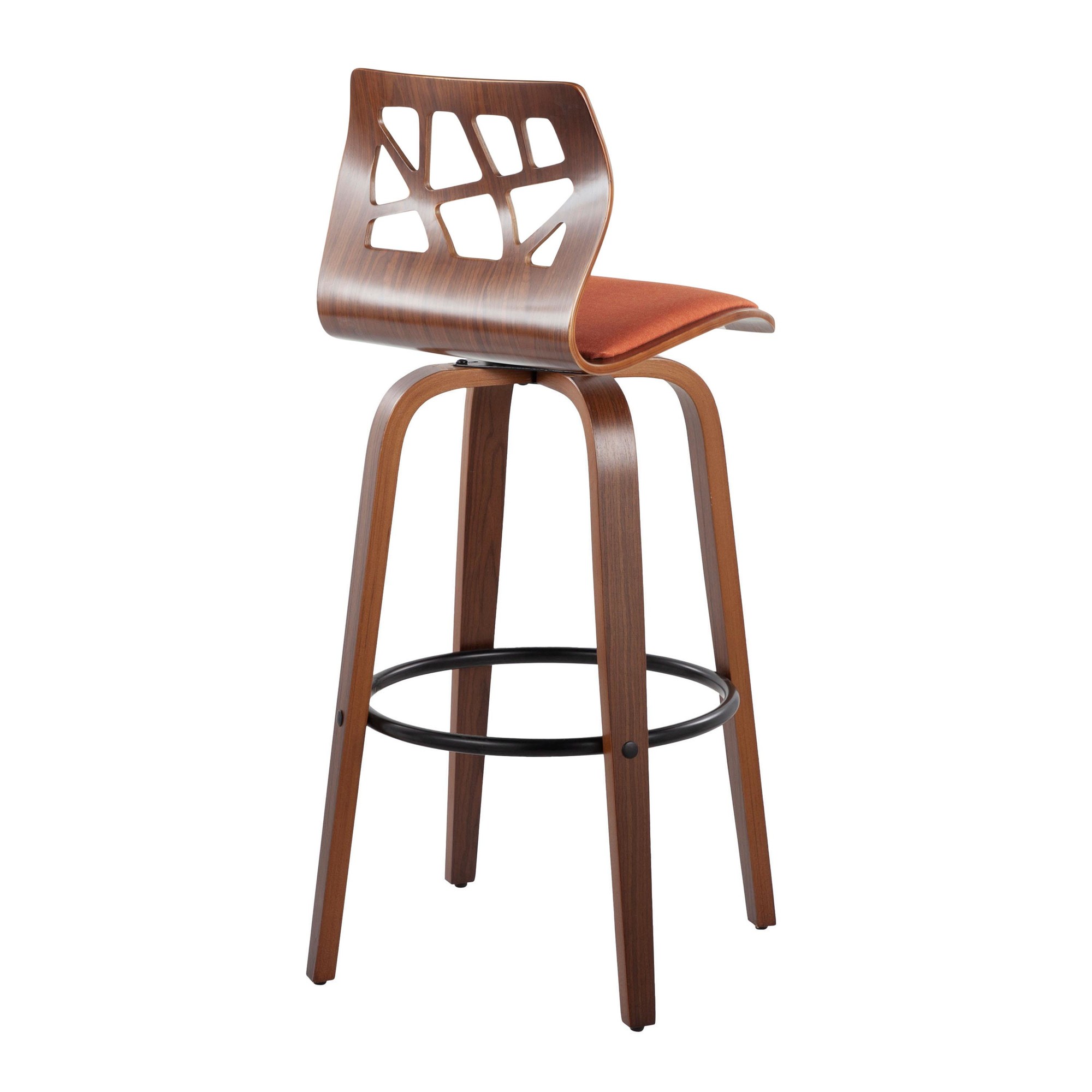 Folia 30 Mid-Century Modern Orange Swivel Barstool (Set of 2) 5 Folia 30 Mid-Century Modern Orange Swivel Barstool (Set of 2) - Image 5
