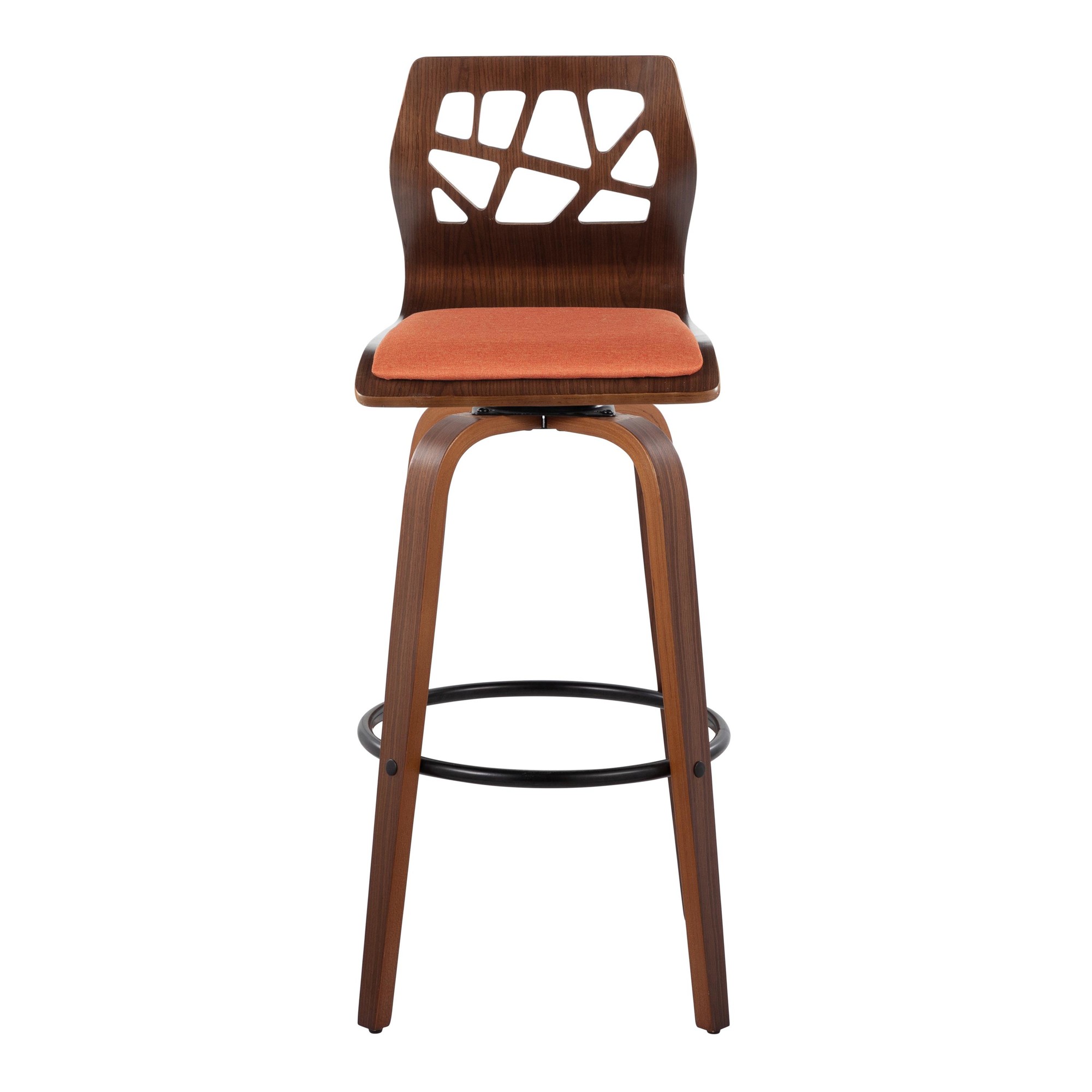 Folia 30 Mid-Century Modern Orange Swivel Barstool (Set of 2) 7 Folia 30 Mid-Century Modern Orange Swivel Barstool (Set of 2) - Image 7