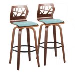 Folia 30" Mid-Century Modern Swivel Barstool Walnut Teal (Set of 2) (Set of 2) 10 Folia 30" Mid-Century Modern Swivel Barstool Walnut Teal (Set of 2) (Set of 2)