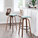 Folia 30" Mid-Century Modern Swivel Barstool Walnut Teal (Set of 2) (Set of 2) 9 Folia 30" Mid-Century Modern Swivel Barstool Walnut Teal (Set of 2) (Set of 2)
