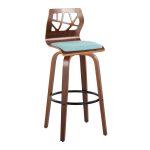 Folia 30" Mid-Century Modern Swivel Barstool Walnut Teal (Set of 2) (Set of 2) 11 Folia 30" Mid-Century Modern Swivel Barstool Walnut Teal (Set of 2) (Set of 2)