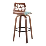 Folia 30" Mid-Century Modern Swivel Barstool Walnut Teal (Set of 2) (Set of 2) 13 Folia 30" Mid-Century Modern Swivel Barstool Walnut Teal (Set of 2) (Set of 2)