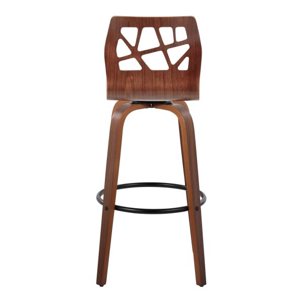 Folia 30 Mid Century Modern Swivel Barstool Walnut Teal Set of 2 Set of 2 5