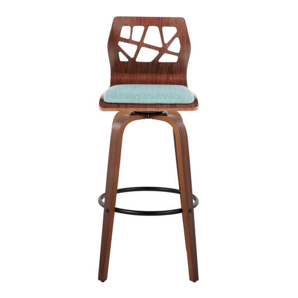Folia 30 Mid Century Modern Swivel Barstool Walnut Teal Set of 2 Set of 2 6