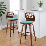 Folia 30" Mid-Century Swivel Barstool Teal Walnut (Set of 2) (Set of 2) 14 Folia 30" Mid-Century Swivel Barstool Teal Walnut (Set of 2) (Set of 2)