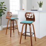 Folia 30" Mid-Century Swivel Barstool Teal Walnut (Set of 2) (Set of 2) 13 Folia 30" Mid-Century Swivel Barstool Teal Walnut (Set of 2) (Set of 2)