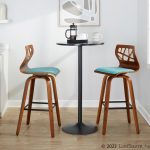 Folia 30" Mid-Century Swivel Barstool Teal Walnut (Set of 2) (Set of 2) 16 Folia 30" Mid-Century Swivel Barstool Teal Walnut (Set of 2) (Set of 2)