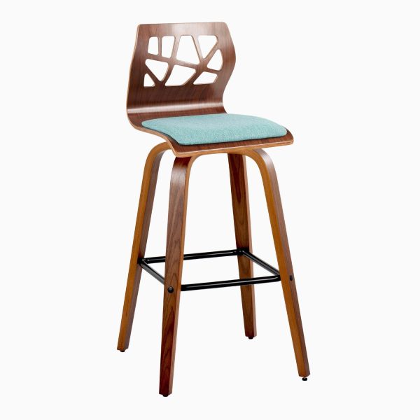 Folia 30 Mid Century Swivel Barstool Teal Walnut Set of 2 Set of 2 5