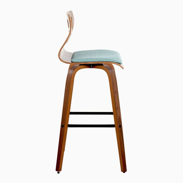 Folia 30 Mid Century Swivel Barstool Teal Walnut Set of 2 Set of 2 6