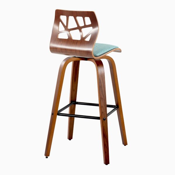 Folia 30 Mid Century Swivel Barstool Teal Walnut Set of 2 Set of 2 7