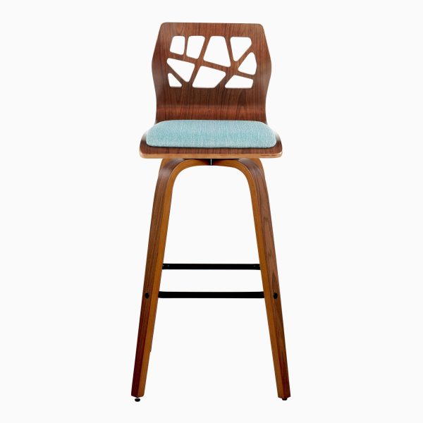 Folia 30 Mid Century Swivel Barstool Teal Walnut Set of 2 Set of 2 9
