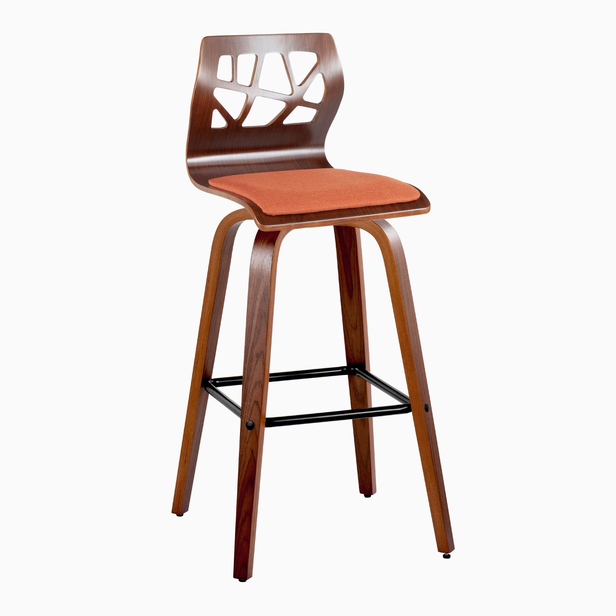Folia 30" Orange Mid-Century Modern Swivel Barstools (Set of 2) 6 Folia 30" Orange Mid-Century Modern Swivel Barstools (Set of 2) - Image 6