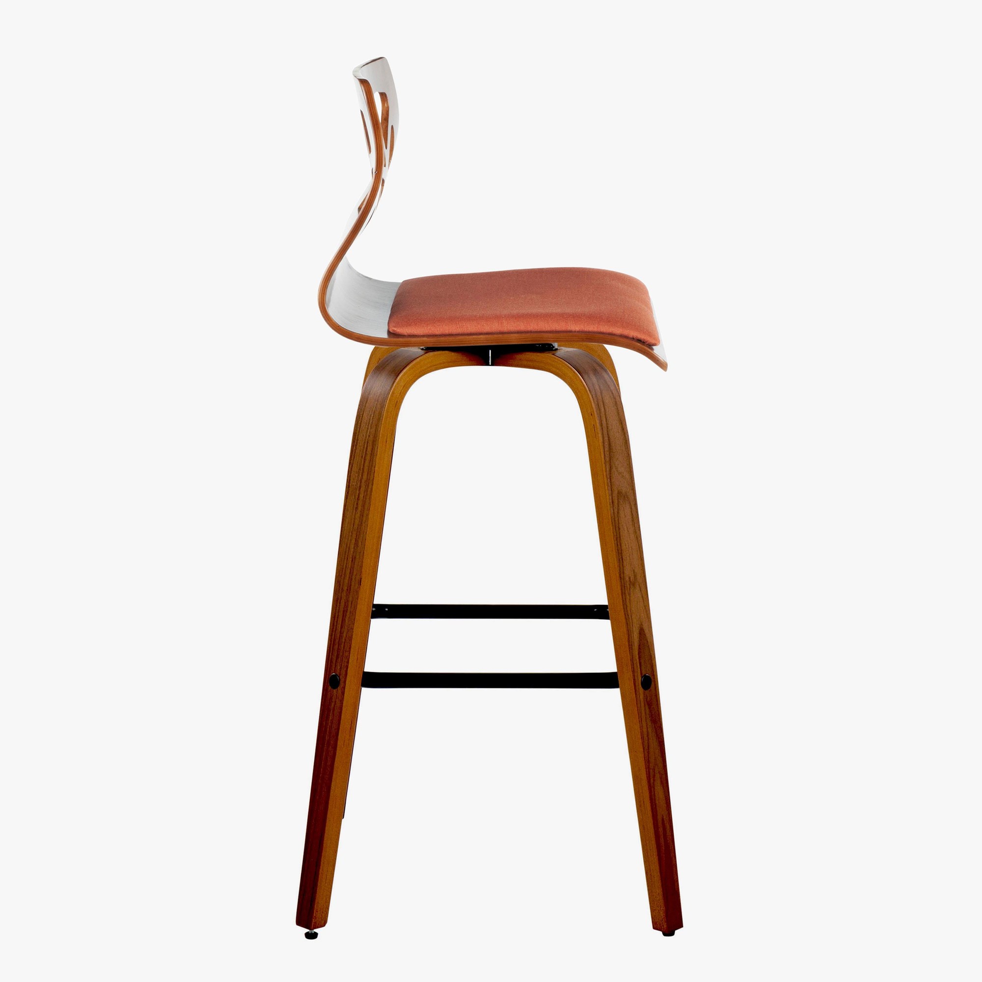 Folia 30" Orange Mid-Century Modern Swivel Barstools (Set of 2) 7 Folia 30" Orange Mid-Century Modern Swivel Barstools (Set of 2) - Image 7