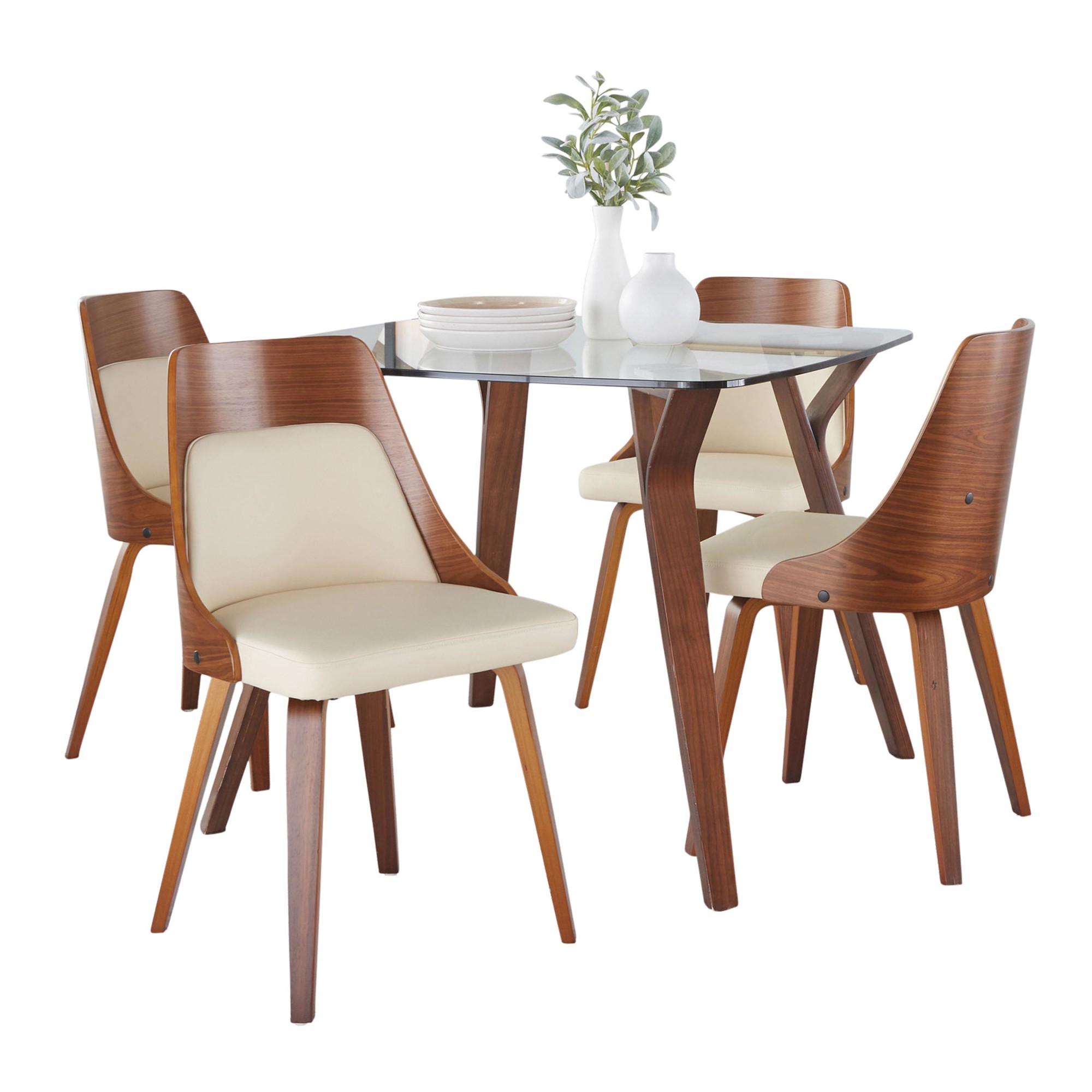 Folia-Anabelle Mid-Century Modern Walnut Dining Set 3 Folia-Anabelle Mid-Century Modern Walnut Dining Set - Image 3