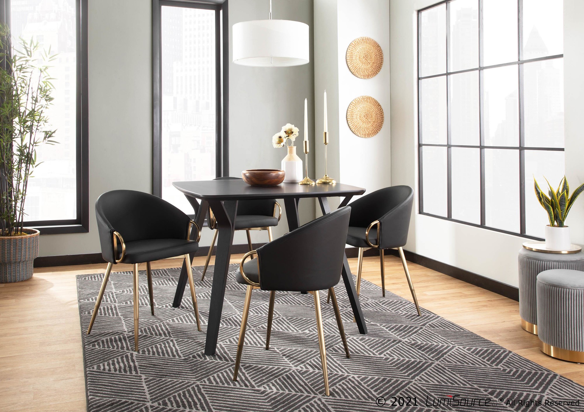 Folia Black Wood Mid-Century Modern Dinette Table 6 Folia Black Wood Mid-Century Modern Dinette Table - Image 6