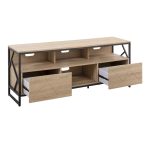 Folia Contemporary Natural Wood and Black Steel TV Stand 12 Folia Contemporary Natural Wood and Black Steel TV Stand