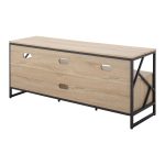 Folia Contemporary Natural Wood and Black Steel TV Stand 15 Folia Contemporary Natural Wood and Black Steel TV Stand