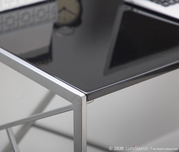 Folia Contemporary Silver and Black Desk