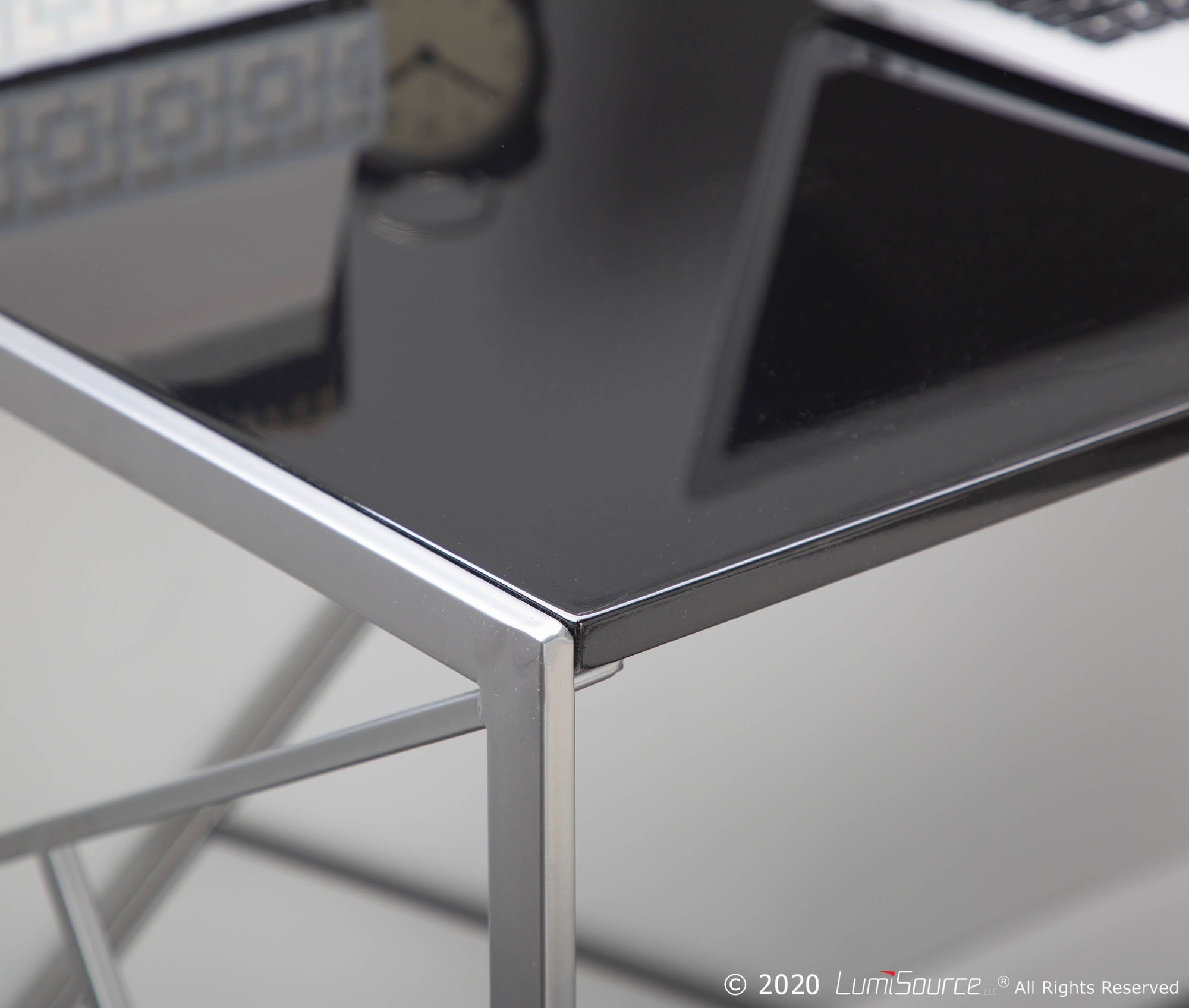 Folia Contemporary Silver and Black Desk 1 Folia Contemporary Silver and Black Desk