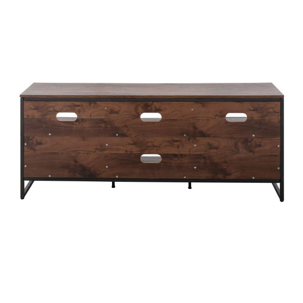 Folia Contemporary Walnut Wood and Black Steel TV Stand 6