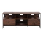 Folia Contemporary Walnut Wood and Black Steel TV Stand 17 Folia Contemporary Walnut Wood and Black Steel TV Stand