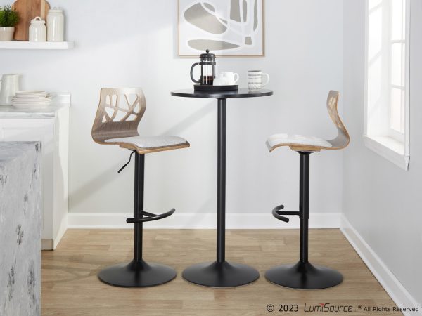 Folia Light Grey Contemporary Adjustable Swivel Barstool Set of 2 2