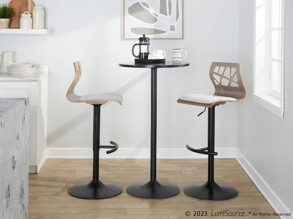 Folia Light Grey Contemporary Adjustable Swivel Barstool Set of 2 3