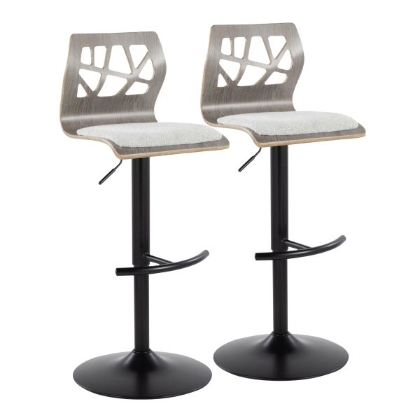 Folia Light Grey Contemporary Adjustable Swivel Barstool Set of 2 4